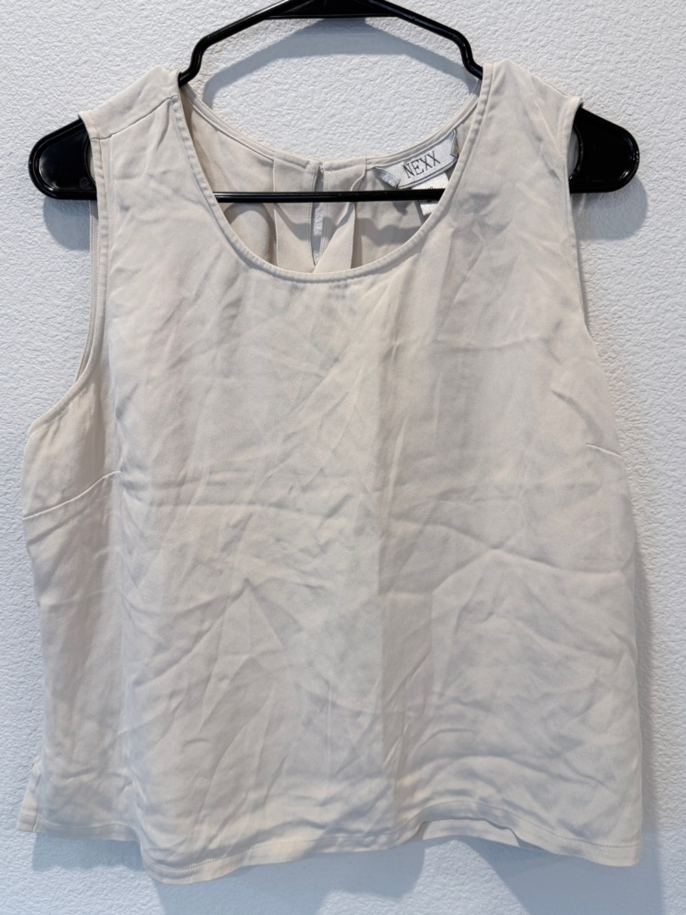 NEXX 100% Silk Sleeveless Blouse Ivory Minimalist Quiet Luxury Capsule Tank XL
